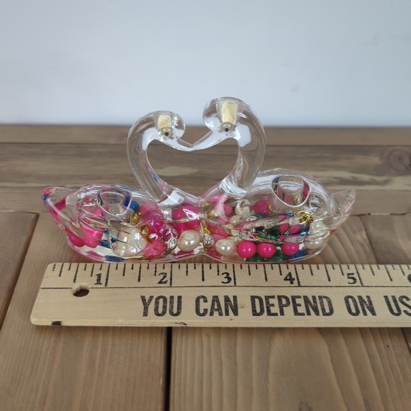 Vintage Kitsch Kissing Swans Paper Weight Pen Holder - Picture 9 of 10
